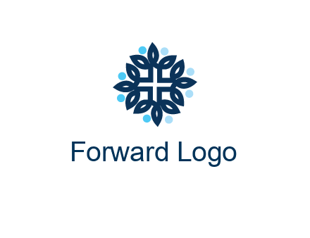 line art leaves on the end of first aid sign with circles