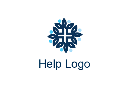line art leaves on the end of first aid sign with circles