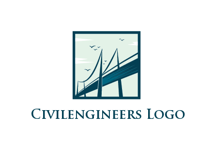 cable bridge with bird in square frame