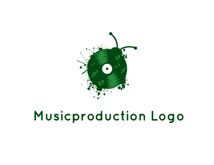 vinyl record with musical notes forming bug