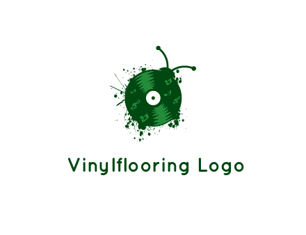 vinyl record with musical notes forming bug