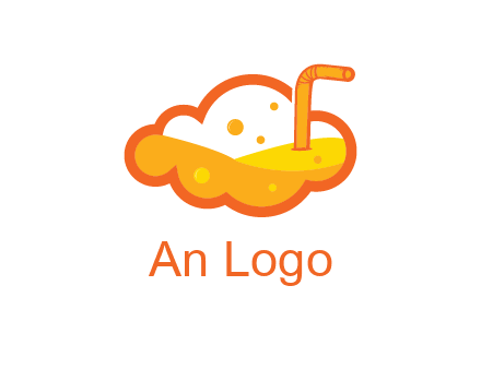 juice in line art cloud with straw