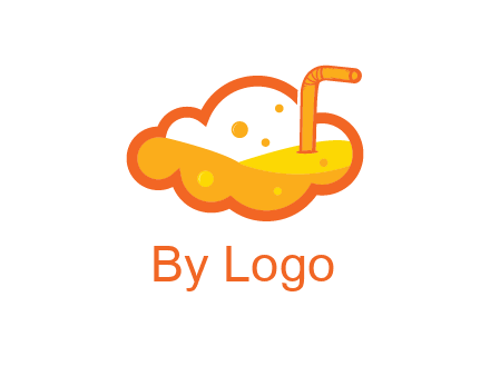 juice in line art cloud with straw