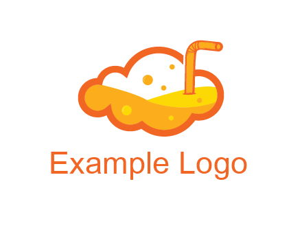 juice in line art cloud with straw