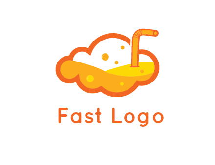 juice in line art cloud with straw