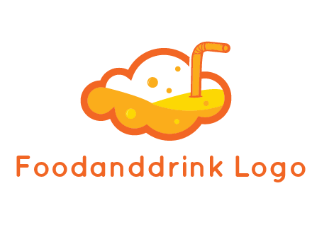 juice in line art cloud with straw