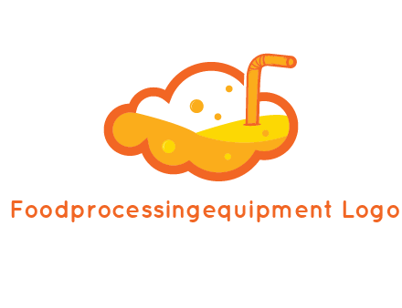 juice in line art cloud with straw
