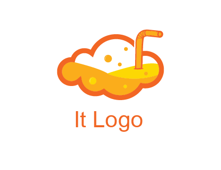 juice in line art cloud with straw