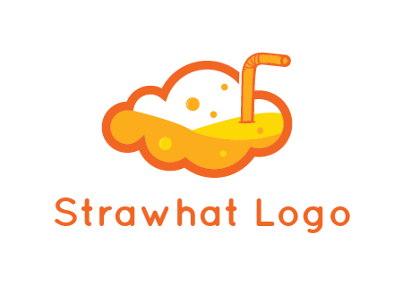 juice in line art cloud with straw