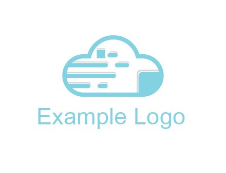 line art cloud with lines and documents