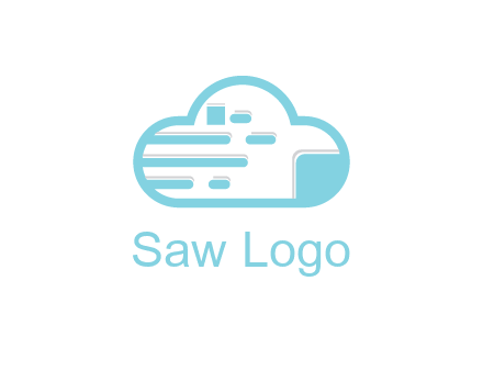 line art cloud with lines and documents