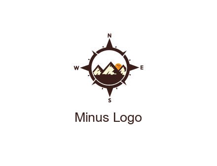 sun behind mountains in compass