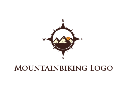 sun behind mountains in compass