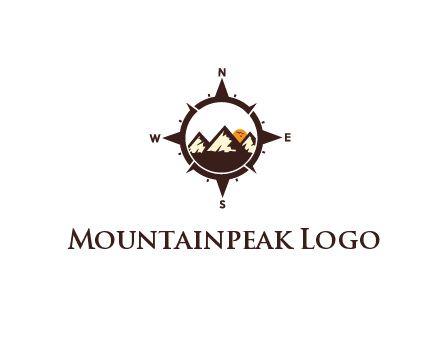 sun behind mountains in compass