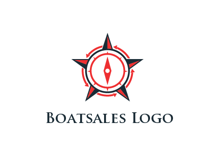 compass in circle inside star