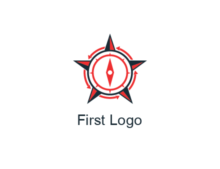 compass in circle inside star