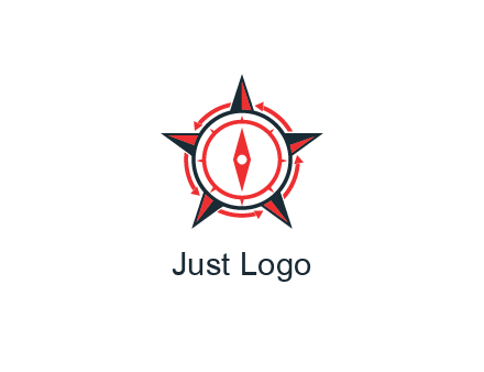 compass in circle inside star