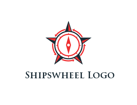 compass in circle inside star