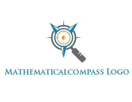 compass with arrow in magnifying glass