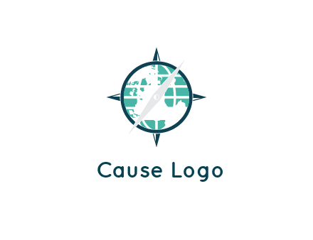 globe in compass with arrow