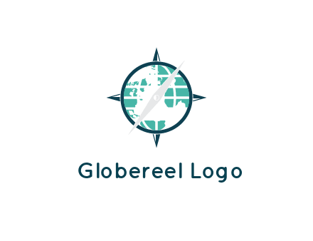 globe in compass with arrow