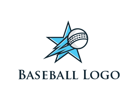 star with baseball on flame