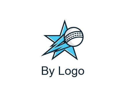 star with baseball on flame