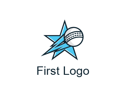 star with baseball on flame