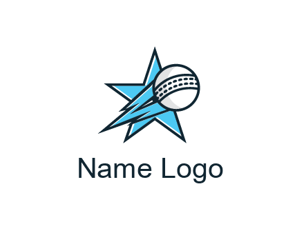 star with baseball on flame