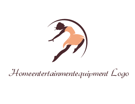 ballerina dancing with curved line