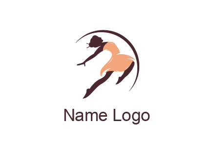 ballerina dancing with curved line