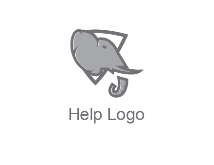 abstract elephant face in shield