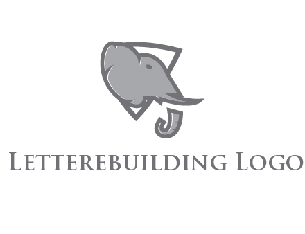 abstract elephant face in shield