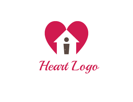 abstract person in home and heart symbol
