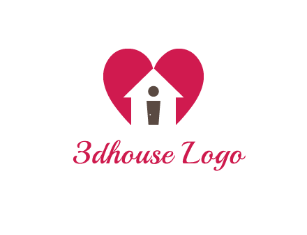 abstract person in home and heart symbol