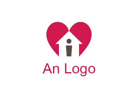 abstract person in home and heart symbol