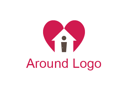 abstract person in home and heart symbol