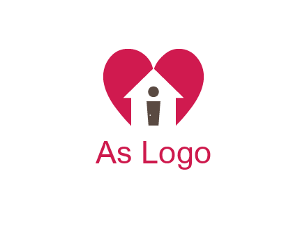 abstract person in home and heart symbol