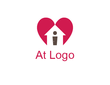 abstract person in home and heart symbol