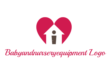 abstract person in home and heart symbol