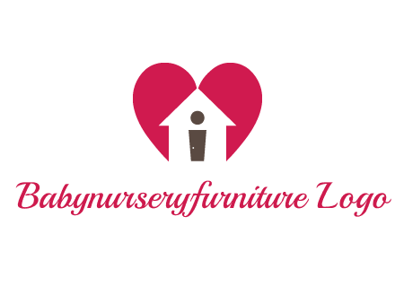 abstract person in home and heart symbol