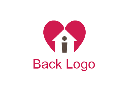 abstract person in home and heart symbol