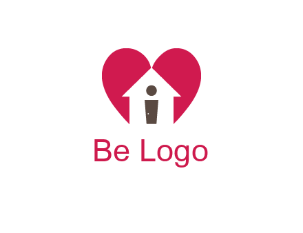 abstract person in home and heart symbol