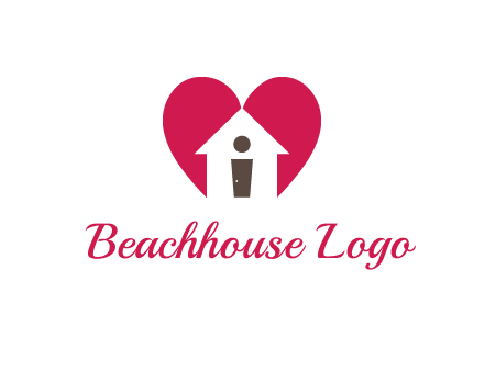 abstract person in home and heart symbol