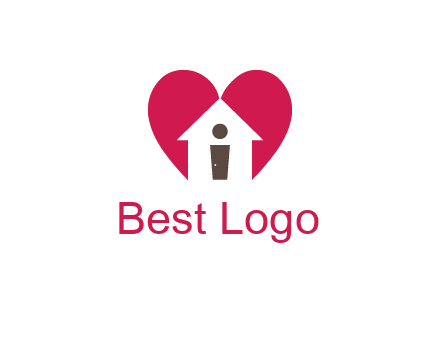 abstract person in home and heart symbol