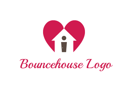 abstract person in home and heart symbol