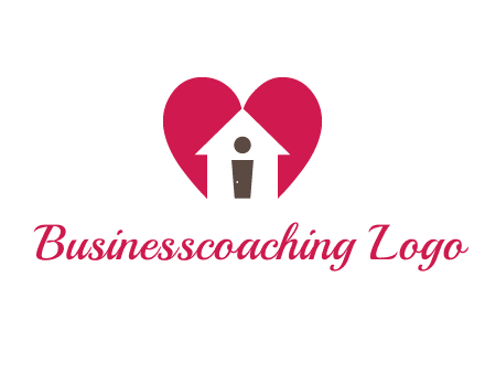 abstract person in home and heart symbol