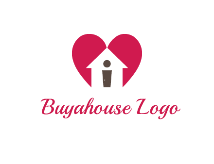 abstract person in home and heart symbol
