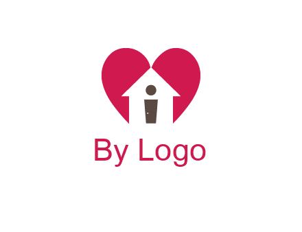 abstract person in home and heart symbol
