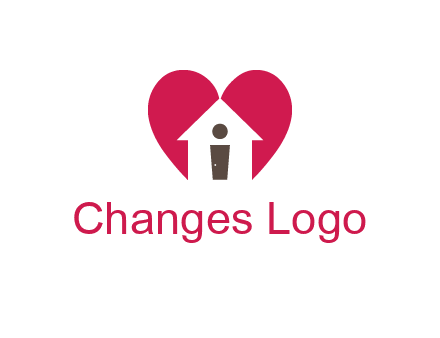 abstract person in home and heart symbol